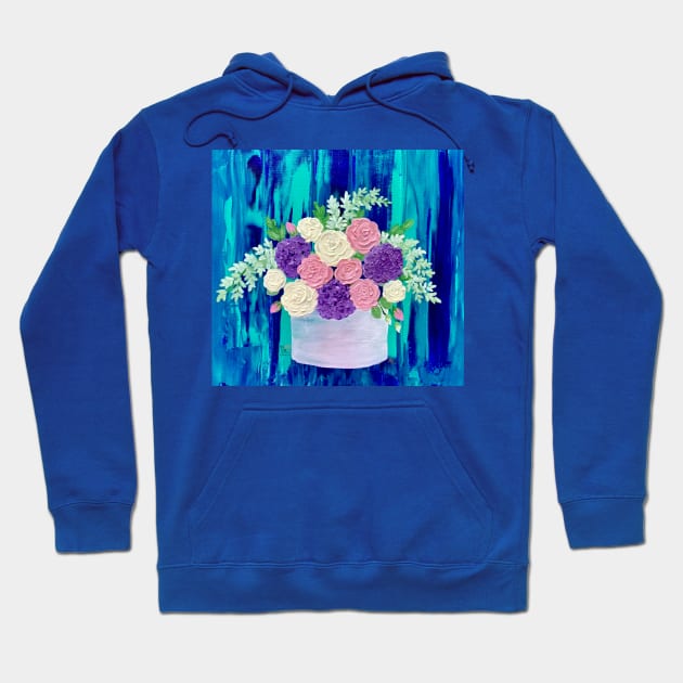 Roses and Hydrangea Flower Arrangement Original Art Painting Hoodie by Robinette Art